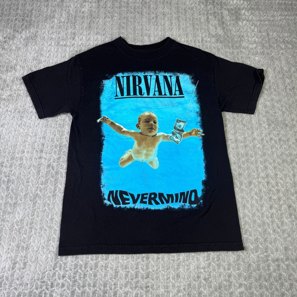 Nirvana Nevermind Album Graphic Tee Black Mens Medium Band Shirt Rock Grunge